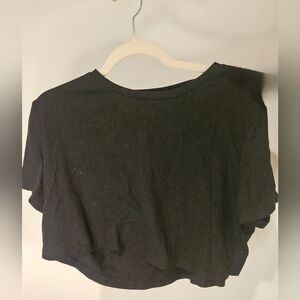 SHEIN Black Ribbed Co-Ord Crop Tee and Skirt Set